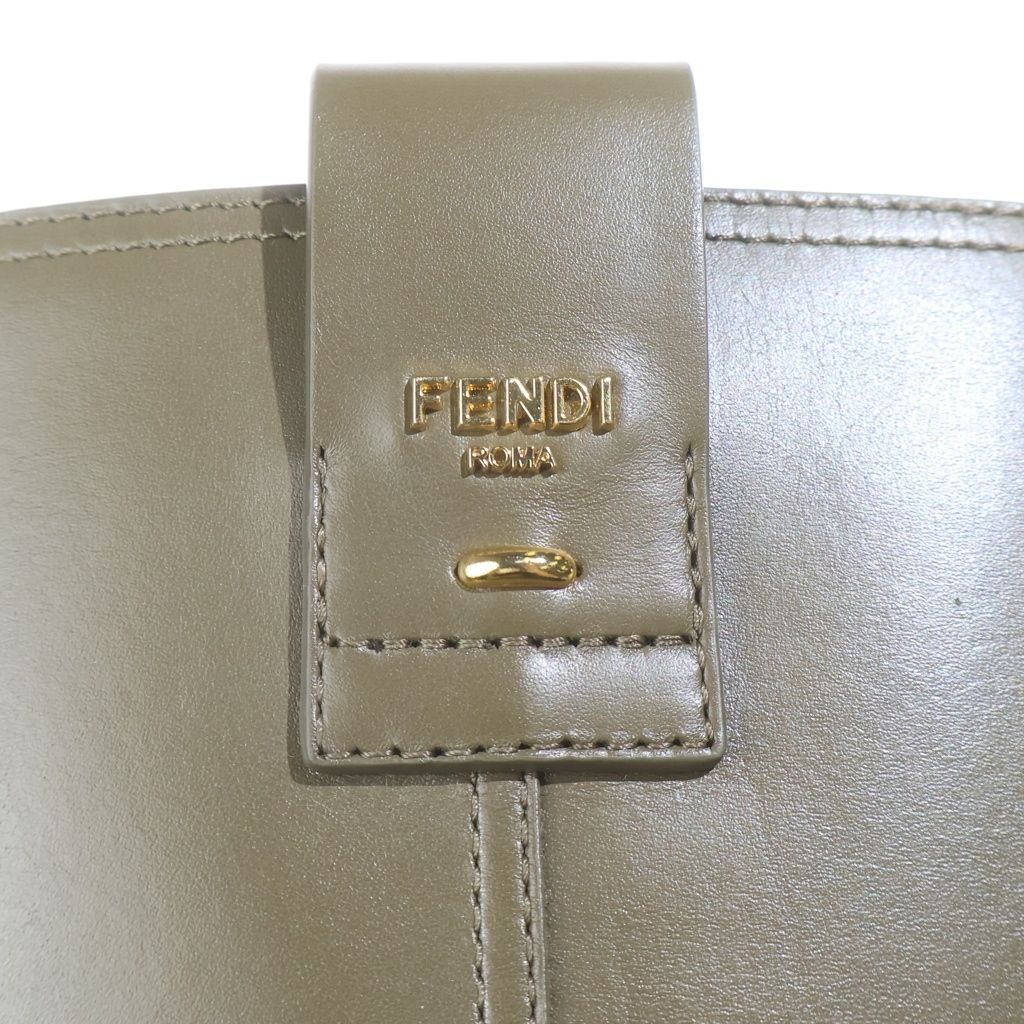 Fendi Filo Leather Long Boots Shoes Khaki — view 4