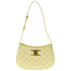 Celine Tilly Medium Triomphe All Over Pattern Leather Shoulder Bag Gold Yellow