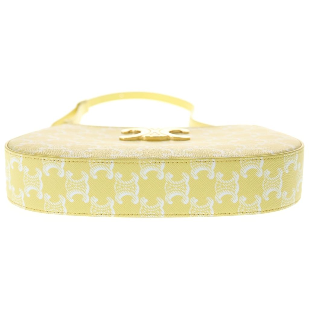 Celine Tilly Medium Triomphe All Over Pattern Leather Shoulder Bag Gold Yellow — view 4