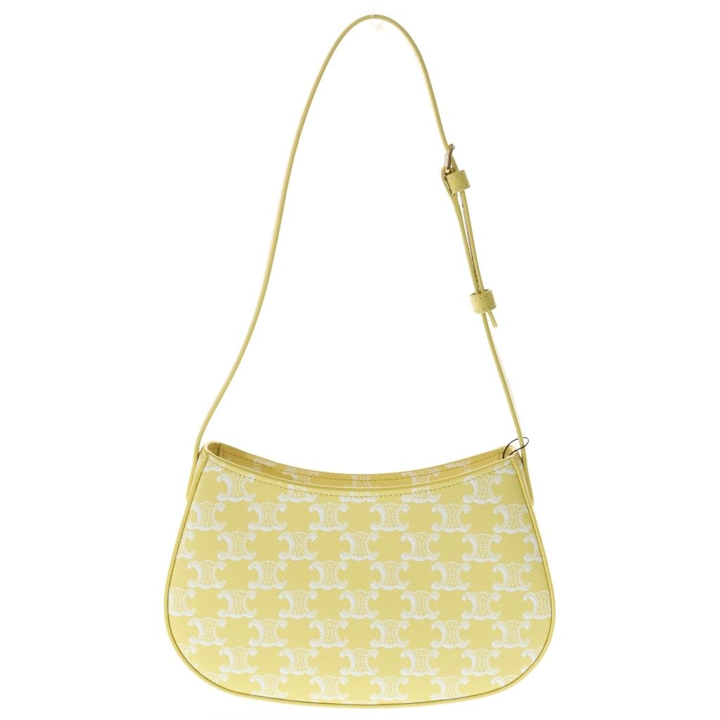 Celine Tilly Medium Triomphe All Over Pattern Leather Shoulder Bag Gold Yellow — view 2