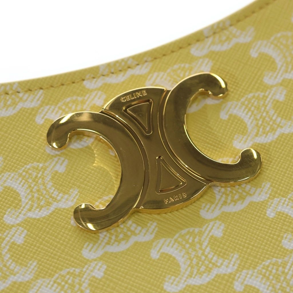 Celine Tilly Medium Triomphe All Over Pattern Leather Shoulder Bag Gold Yellow — view 6