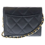 Chanel Quilted Lambskin Gold Chain Shoulder Wallet Coin Case Black — view 2