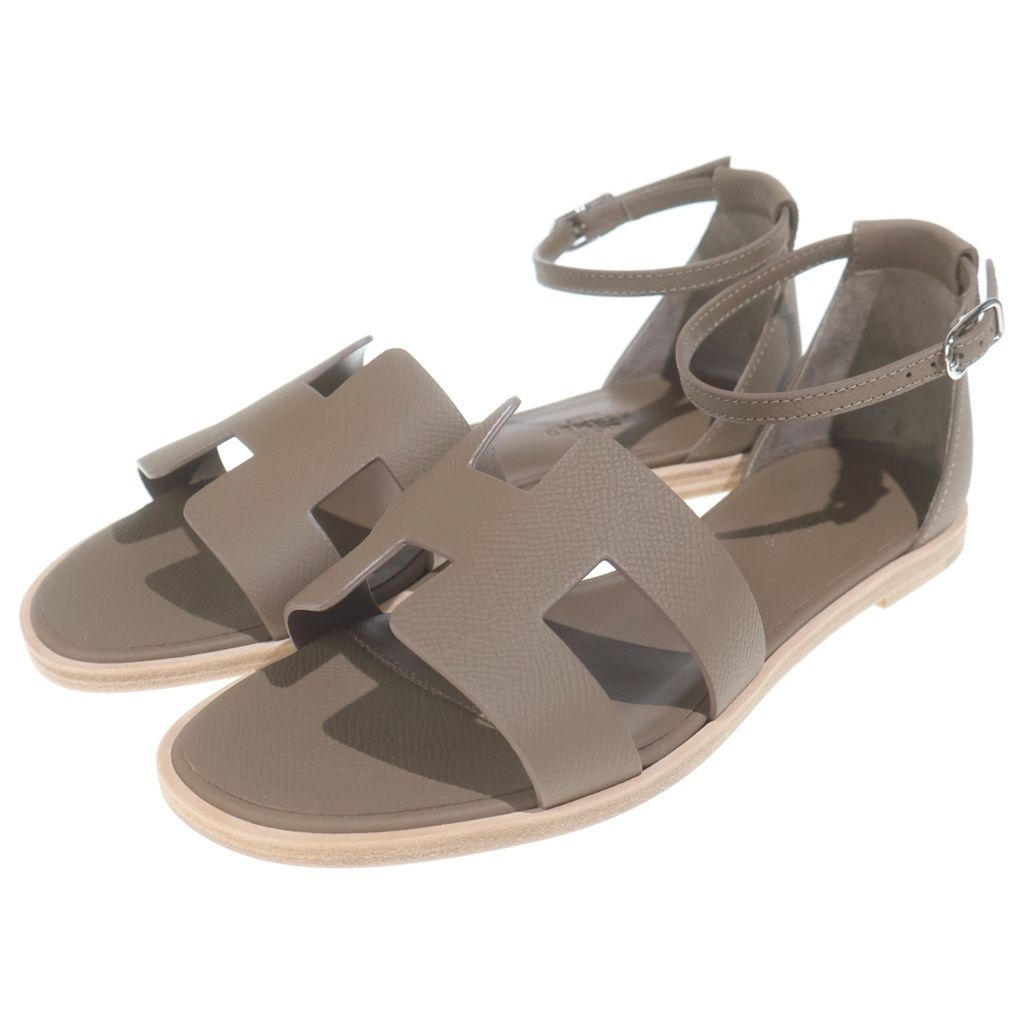 Hermes Santorini Leather Sandals Brown — view 2