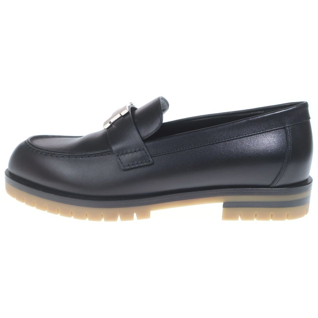 Hermes Faubourg Moccasins Leather Loafers Shoes Black