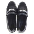 Hermes Faubourg Moccasins Leather Loafers Shoes Black — view 4