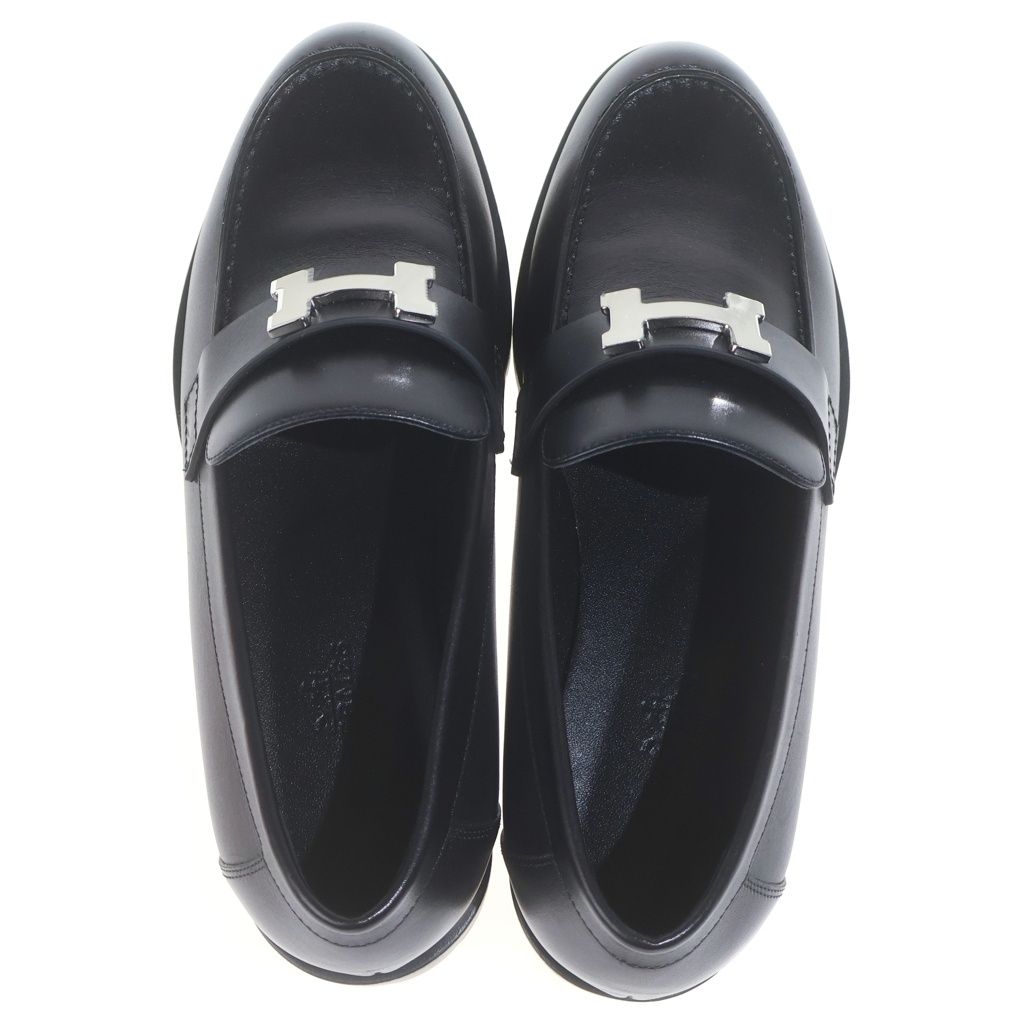 Hermes Faubourg Moccasins Leather Loafers Shoes Black — view 4