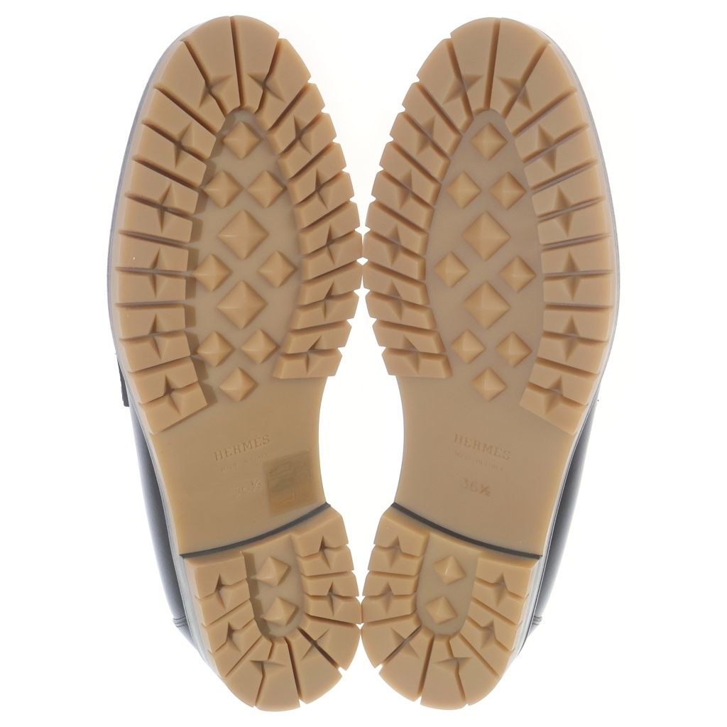 Hermes Faubourg Moccasins Leather Loafers Shoes Black — view 5