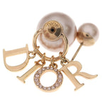 Dior Logo Faux Pearl Rhinestone Tribal Earrings Gold — view 5