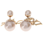Dior Logo Faux Pearl Rhinestone Tribal Earrings Gold — view 2