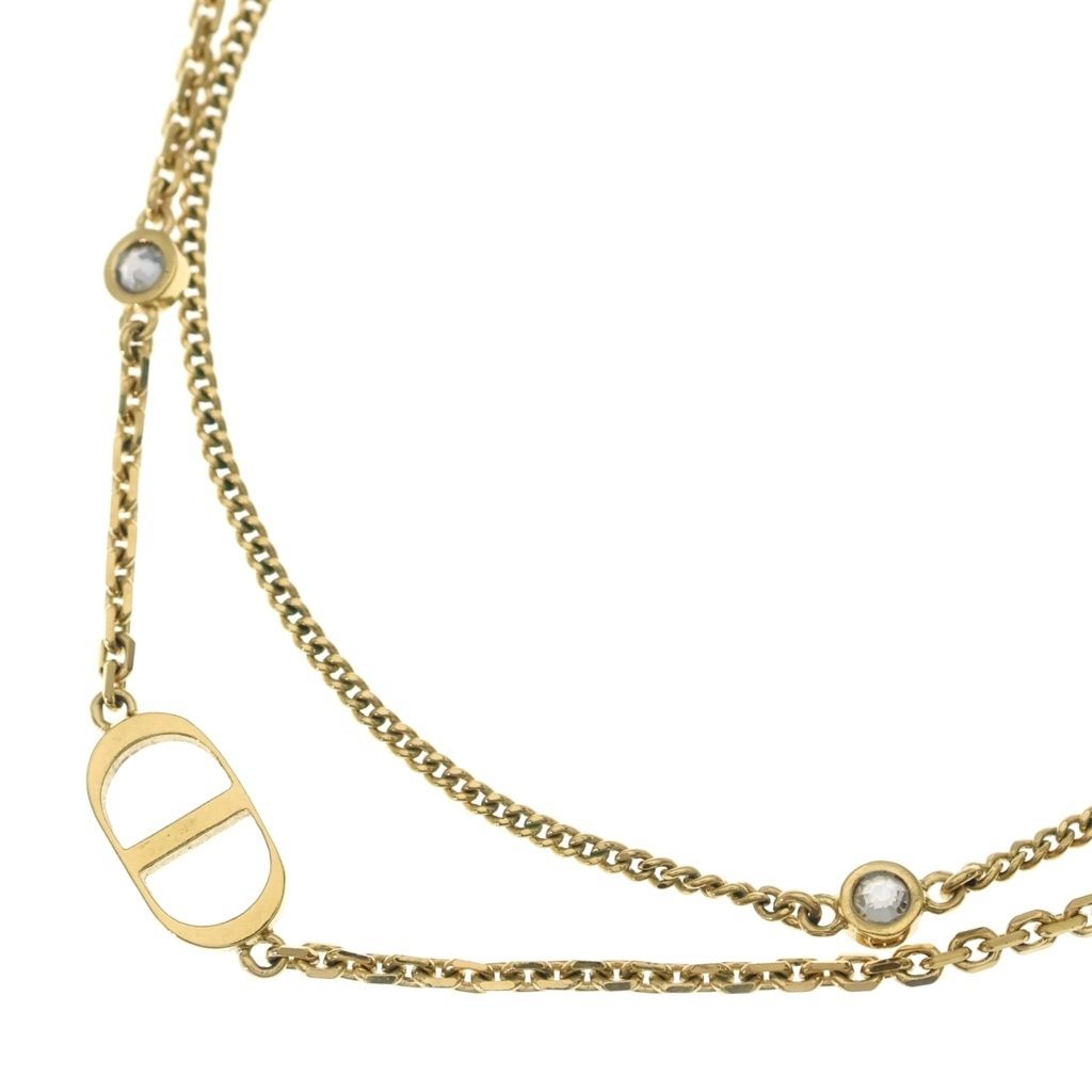 Dior Petit CD Logo Double Chain Necklace Gold