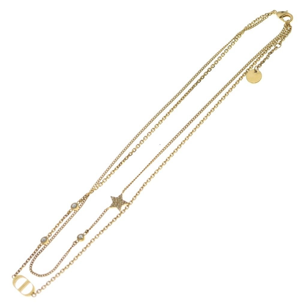 Dior Petit CD Logo Double Chain Necklace Gold — view 2