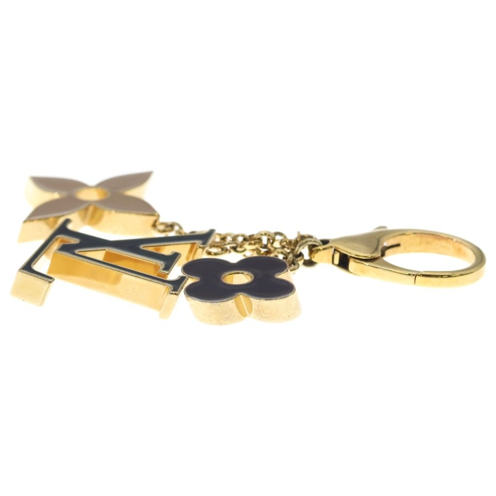 Louis Vuitton Fleur de Monogram Bag Charm Key Holder Gold Black Beige — view 3
