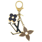 Louis Vuitton Fleur de Monogram Bag Charm Key Holder Gold Black Beige — view 2