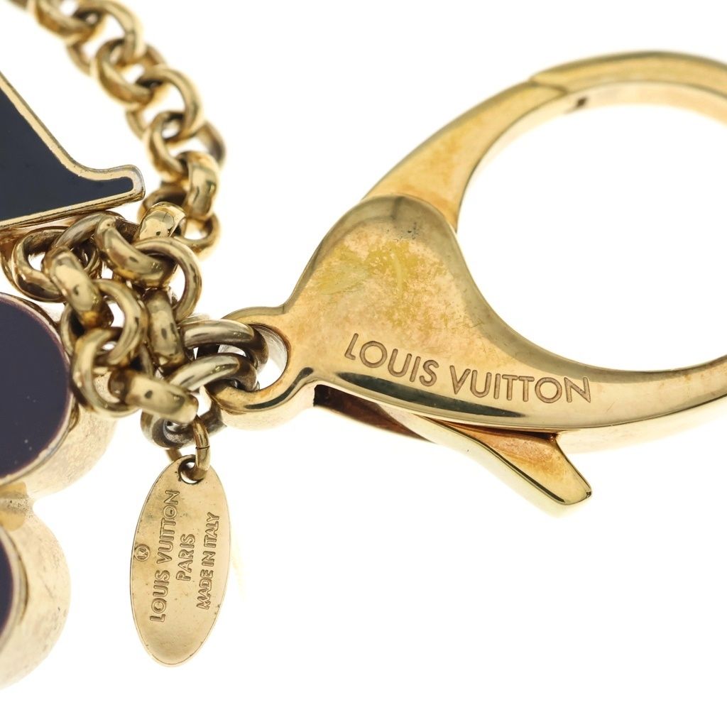 Louis Vuitton Fleur de Monogram Bag Charm Key Holder Gold Black Beige — view 5