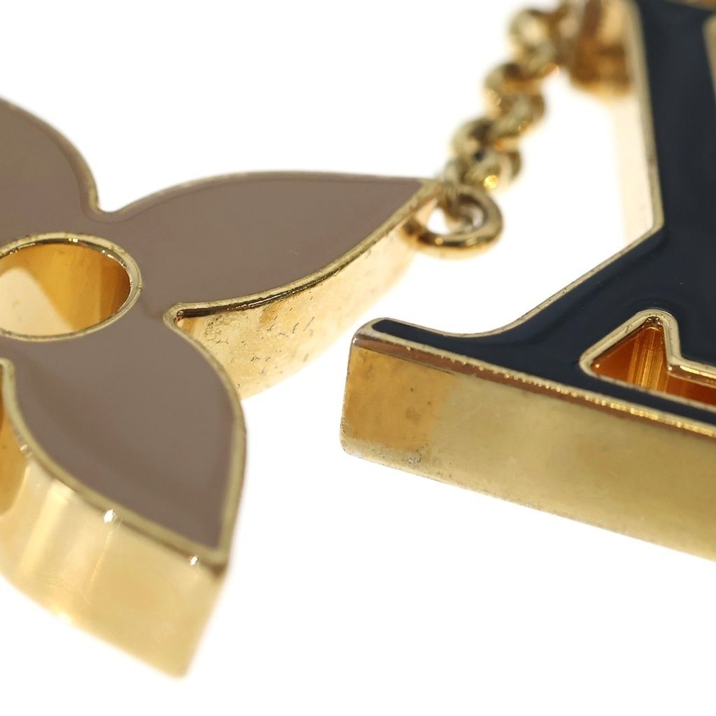Louis Vuitton Fleur de Monogram Bag Charm Key Holder Gold Black Beige — view 6