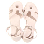 Hermes Santorini Logo Leather Ankle Strap Flat Sandals Shoes Silver Pink — view 4