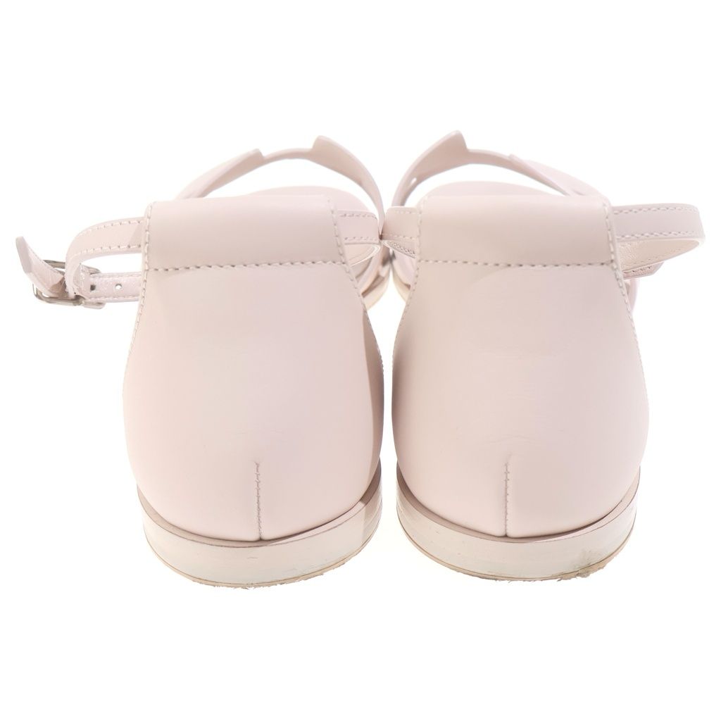 Hermes Santorini Logo Leather Ankle Strap Flat Sandals Shoes Silver Pink — view 3