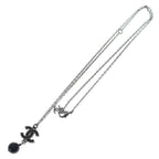 Chanel CC Logo Rhinestone Pearl Necklace Black — view 2