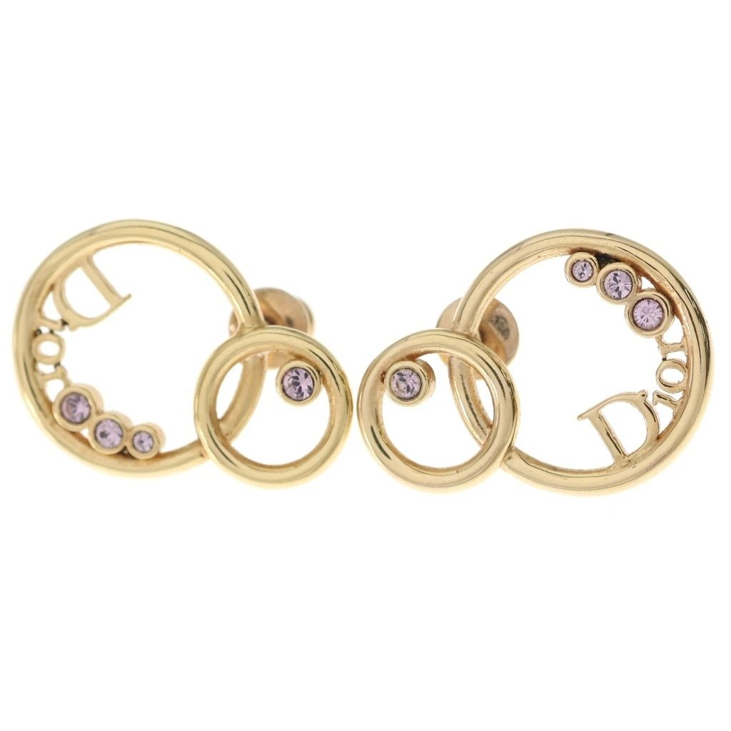 Dior CD Logo Lightstone Earrings Gold