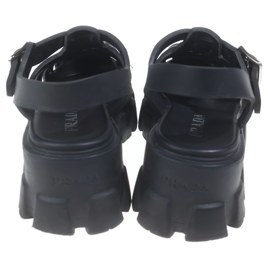 Prada Monolith Rubber Gladiator Sandals Shoes Black — view 3
