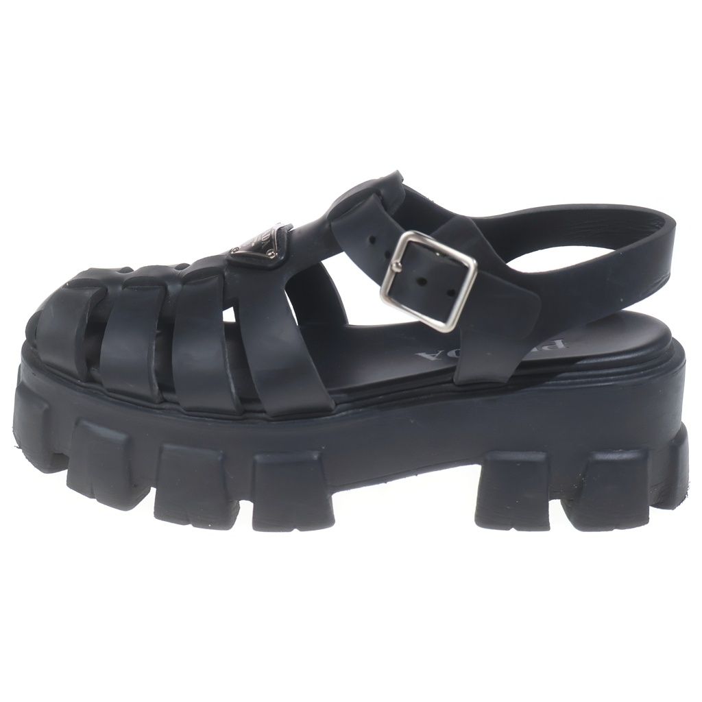 Prada Monolith Rubber Gladiator Sandals Shoes Black