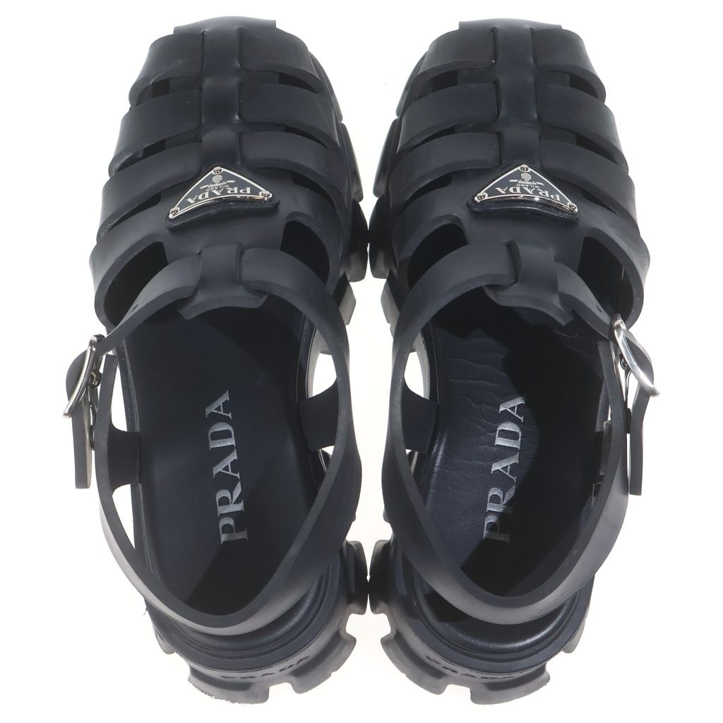 Prada Monolith Rubber Gladiator Sandals Shoes Black — view 4