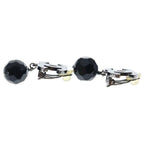 Chanel CC Logo Black Stone Gunmetal Earrings Silver — view 3