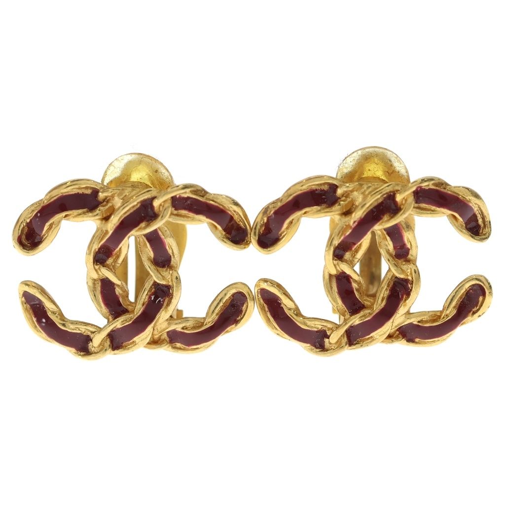 Chanel CC Logo Vintage Earrings Gold