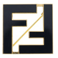 Fendi Forever Brooch FF Logo Pin Badge Gold Black