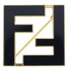 Fendi Forever Brooch FF Logo Pin Badge Gold Black