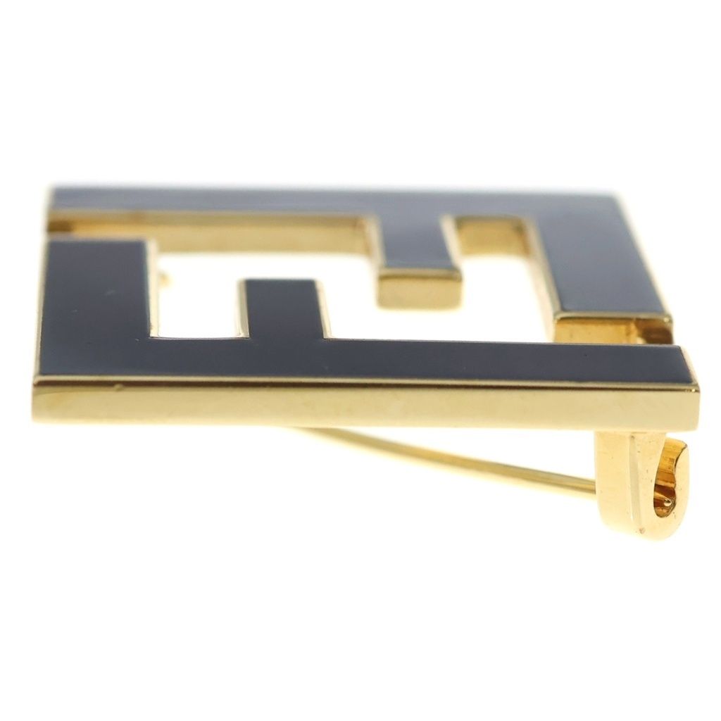 Fendi Forever Brooch FF Logo Pin Badge Gold Black — view 4