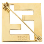 Fendi Forever Brooch FF Logo Pin Badge Gold Black — view 2
