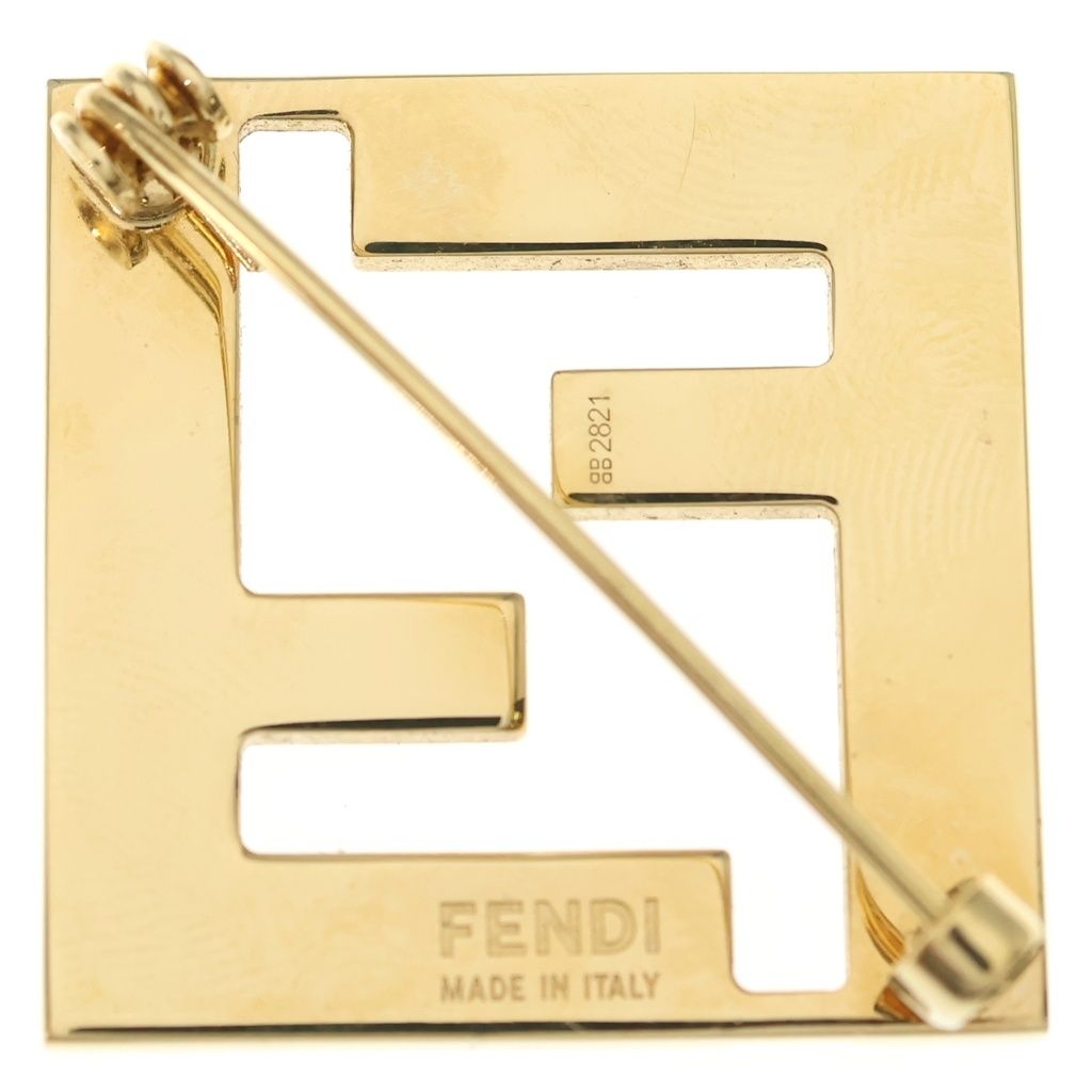 Fendi Forever Brooch FF Logo Pin Badge Gold Black — view 2