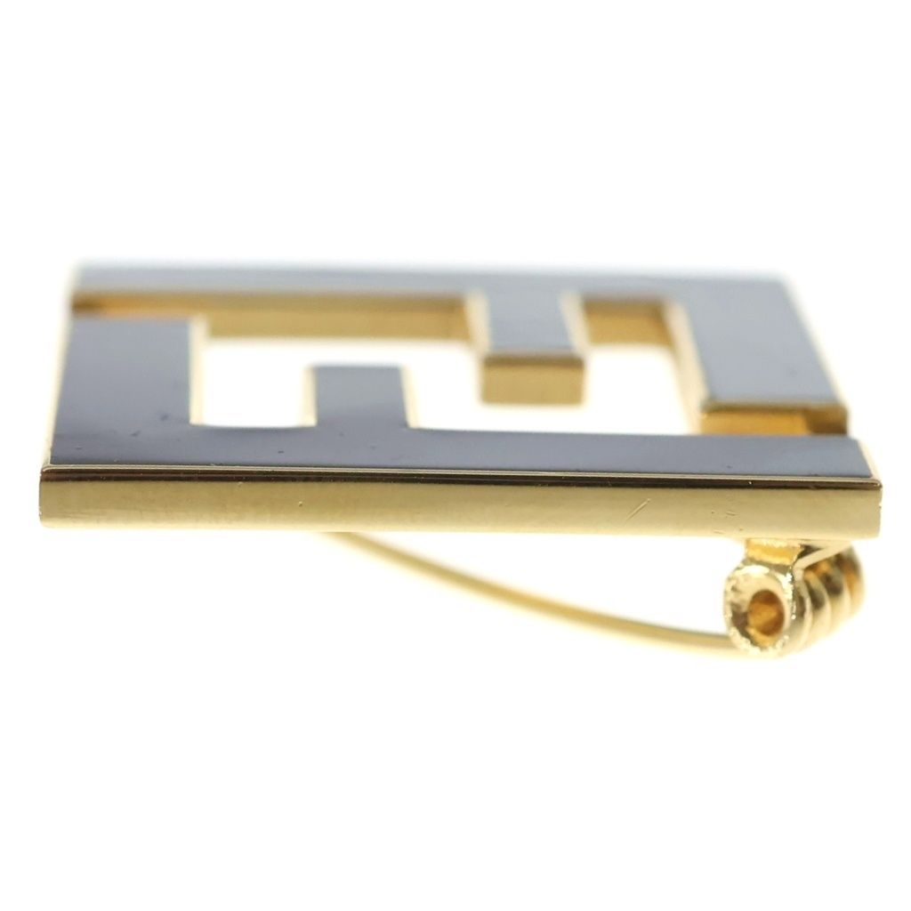 Fendi Forever Brooch FF Logo Pin Badge Gold Black — view 3