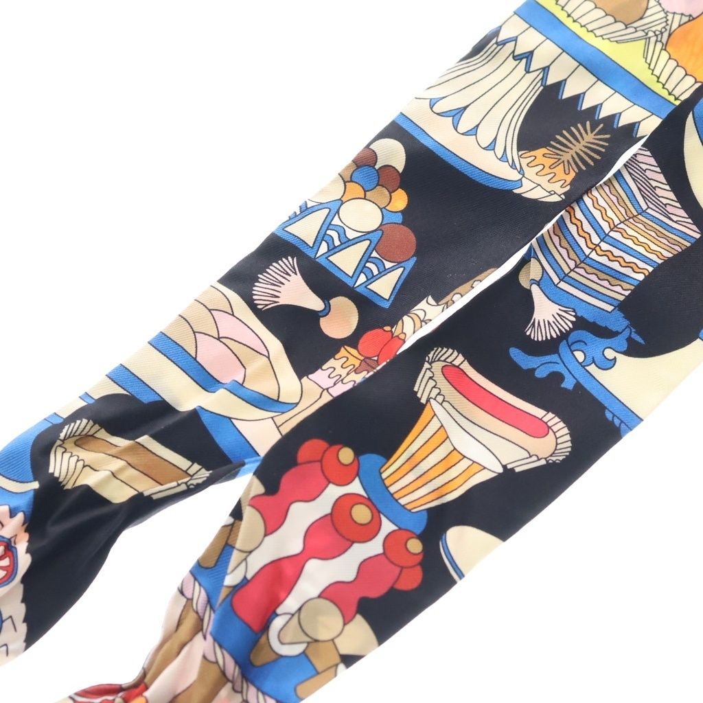 Hermes Twilly Charm Patisserie Francaise Allover Print Silk Scarf Black Multi — view 5