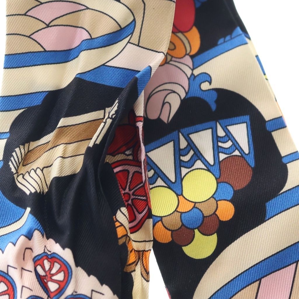 Hermes Twilly Charm Patisserie Francaise Allover Print Silk Scarf Black Multi — view 2