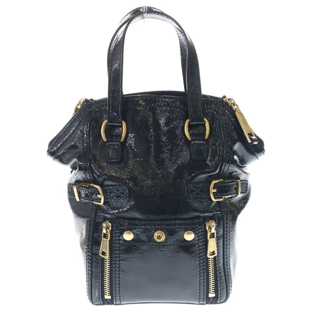 Saint Laurent Paris Mini Downtown Handbag Black Patent Leather Gold