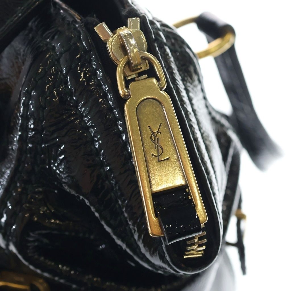Saint Laurent Paris Mini Downtown Handbag Black Patent Leather Gold — view 6