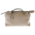 Fendi by the Way 2-Way Shoulder Bag Beige Gray Leather Silver