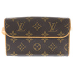 Louis Vuitton Monogram Pochette Florentine Mini Shoulder Bag Brown Leather Gold