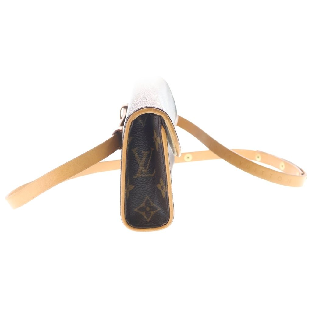Louis Vuitton Monogram Pochette Florentine Mini Shoulder Bag Brown Leather Gold — view 3