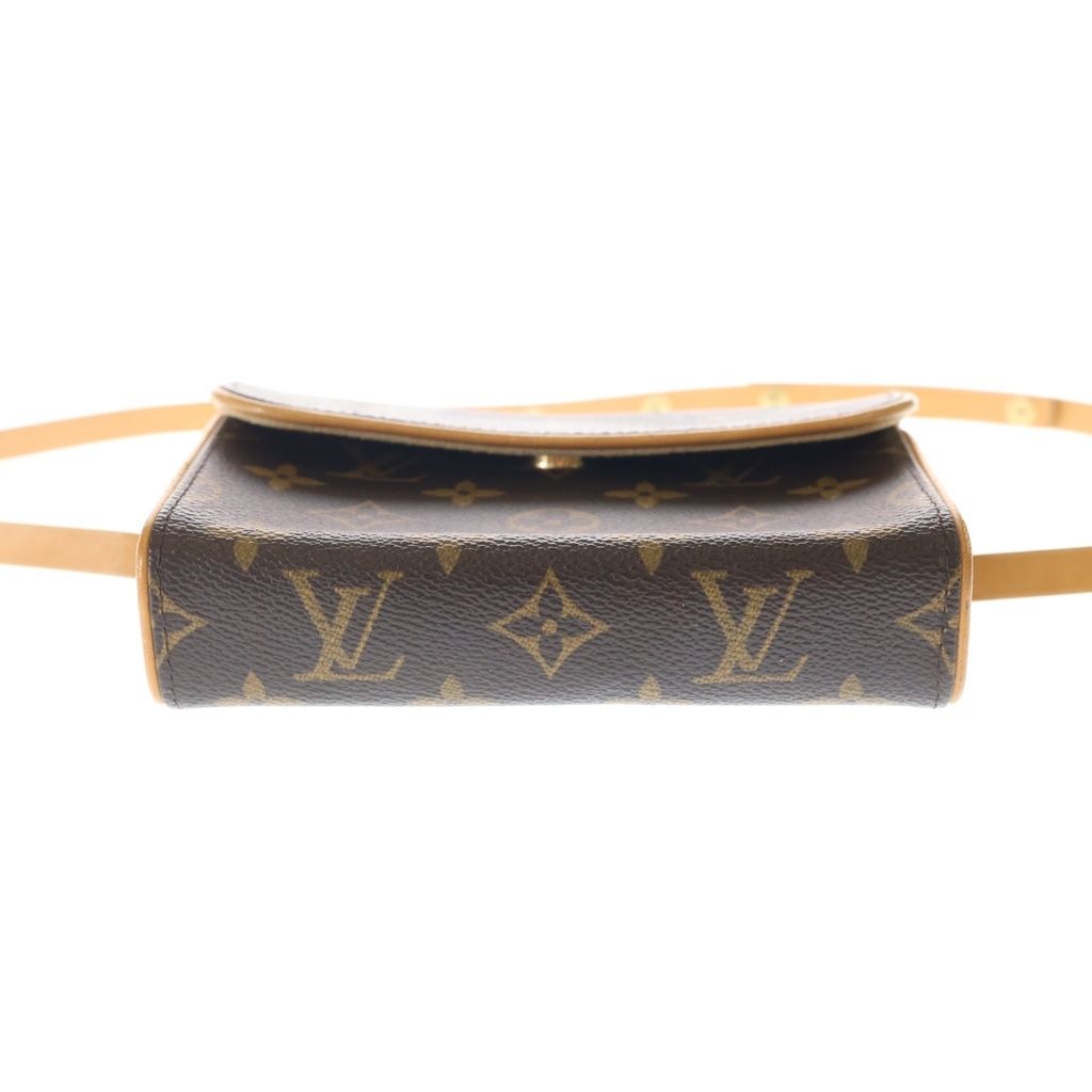 Louis Vuitton Monogram Pochette Florentine Mini Shoulder Bag Brown Leather Gold — view 4