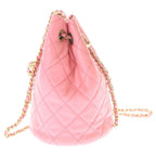 Chanel CC Logo Coco Ball Lambskin Leather Drawstring Chain Shoulder Bag Pink — view 3