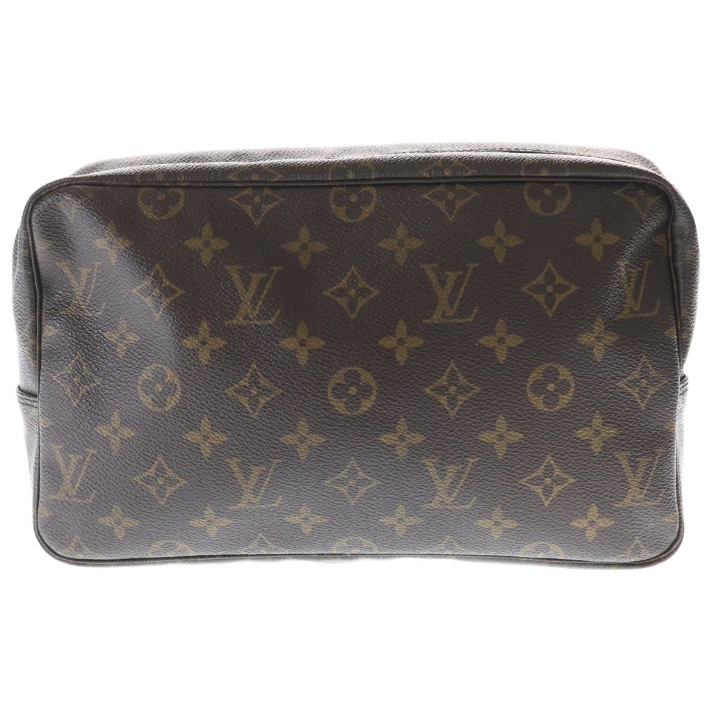 Louis Vuitton Monogram Trousse Toilet Clutch Case Pouch Brown Leather Gold — view 2