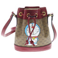 Gucci Doraemon Collaboration Mini Bucket Bag Mini GG Supreme Brown Red Leather