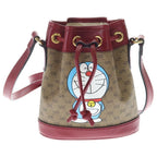 Gucci Doraemon Collaboration Mini Bucket Bag Mini GG Supreme Brown Red Leather