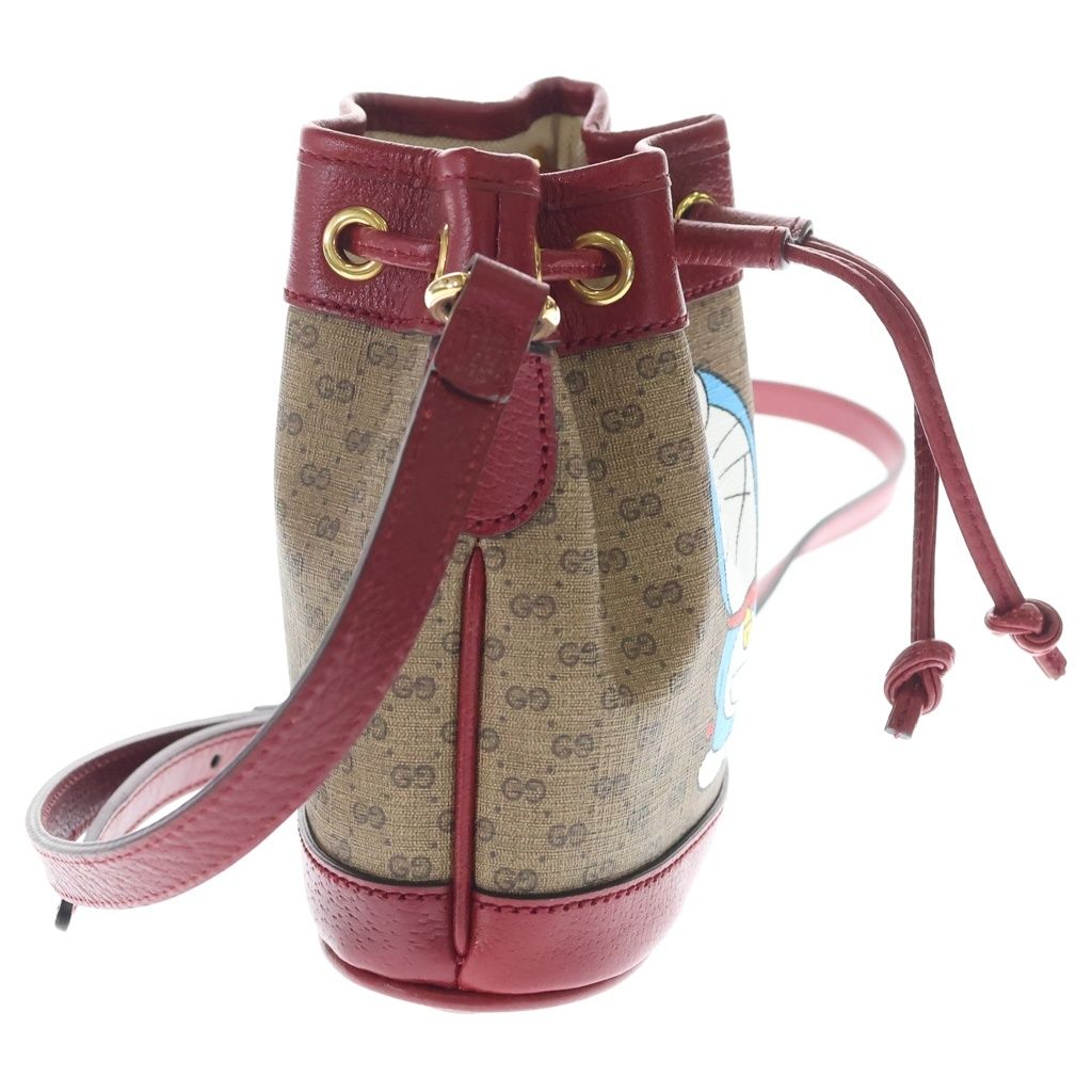 Gucci Doraemon Collaboration Mini Bucket Bag Mini GG Supreme Brown Red Leather — view 3