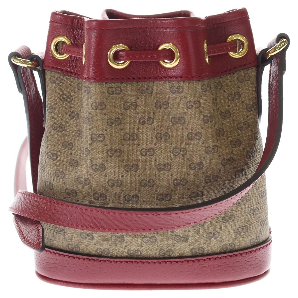 Gucci Doraemon Collaboration Mini Bucket Bag Mini GG Supreme Brown Red Leather — view 2