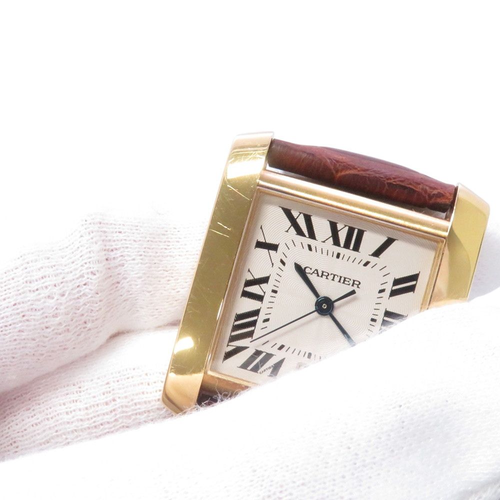 Cartier Tank Francaise LM 18k Yellow Gold Watch Silver Dial — view 4