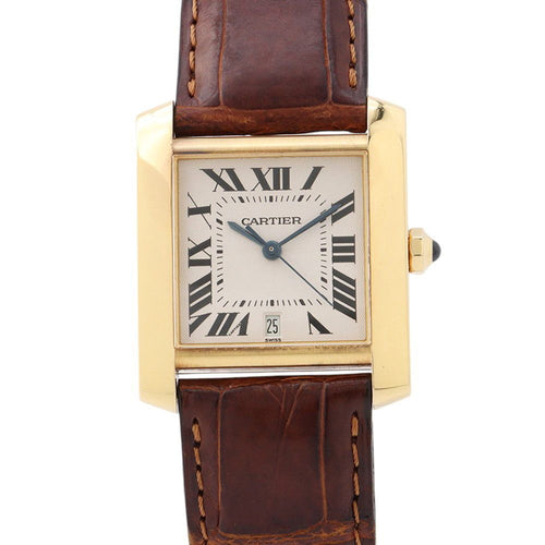 Cartier Tank Francaise LM 18k Yellow Gold Watch Silver Dial